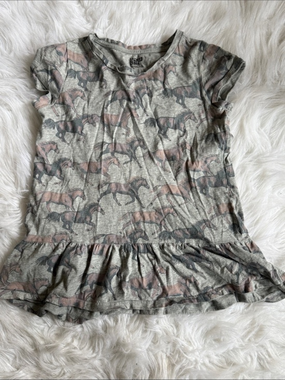 Spotted Zebra Graphic Tee in Light Gray with Mauve Accents